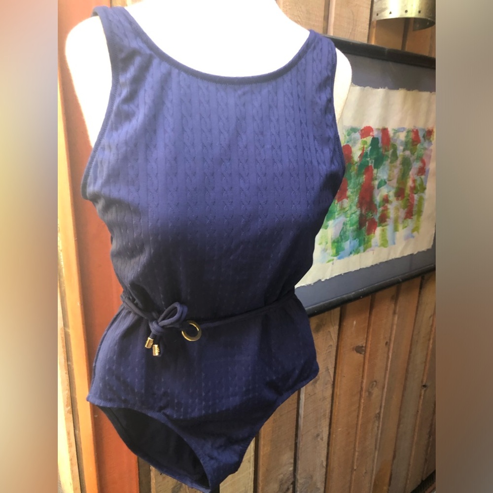NWT! Beautiful navy blue high neck Tommy Bahama bathing suit!